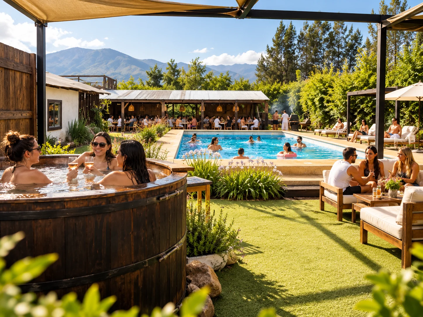 Entretención familiar en la piscina